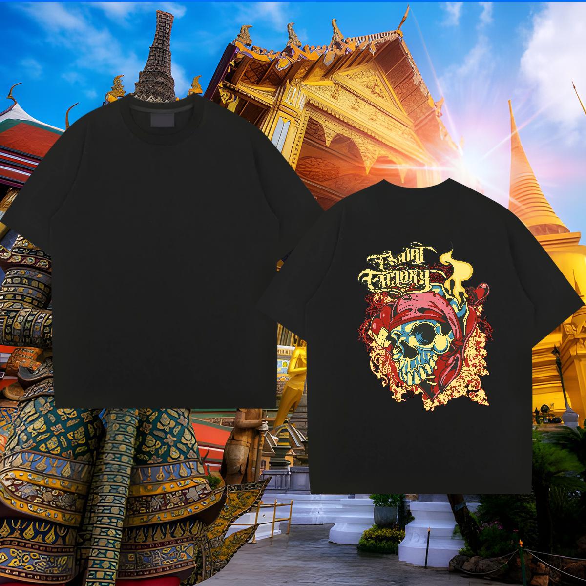 Casual New T Shirt For Man skull Tees Shirts 230g Cotton Street Classic Custom Cartoon Breathable Soft Men Tees
