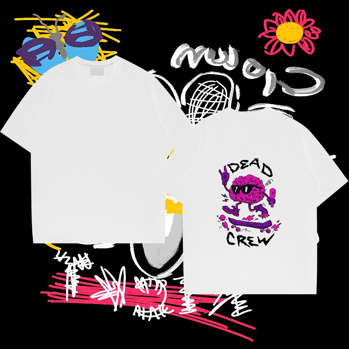Fashion New T Shirts Men letter Top Tees 230g 100% Cotton Casual Beach Popular DIY Printed Crew Neck Men Tshirts