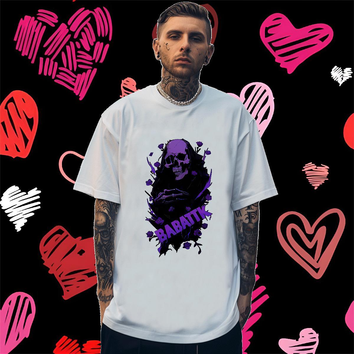 Designer Fashion T-Shirts for Men skull Tops 230g 100% Cotton Outdoor Loose Fit DIY Printed Breathable Short Sleeve Mens Tshirts