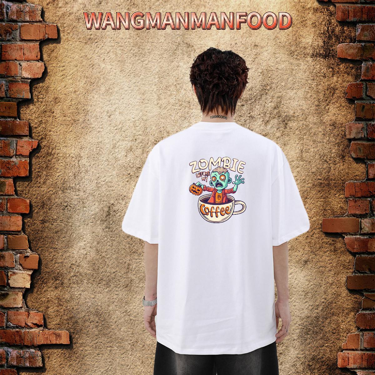 2024 New T Shirt For Man skull Tops Shirt 230g Pure Cotton Anime Printing Street Loose Custom Printing O Neck Short Sleeves Men Tees
