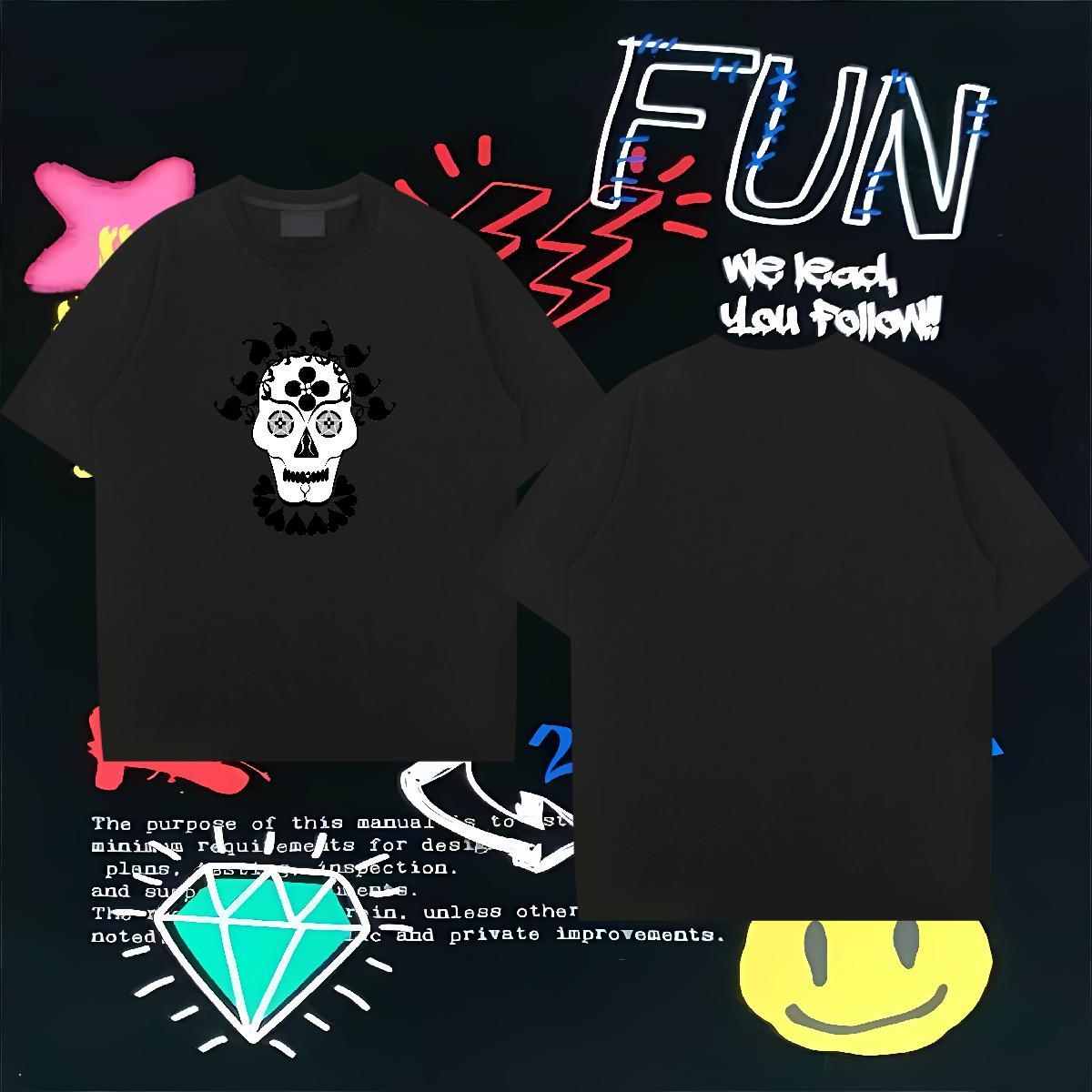 Factory Direct T-Shirts for Men skull Tops Tees 100% Cotton 230g Anime Printing Street Loose DIY Anime Round Neck Short Sleeve Men Tops Tees