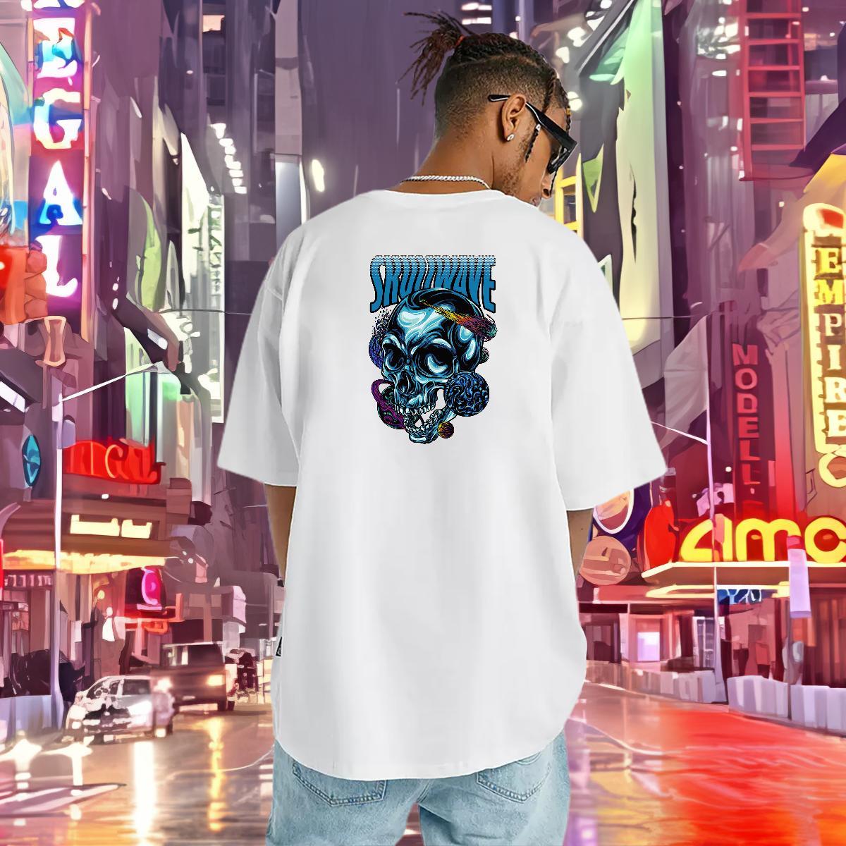 Wholesale T Shirt For Man skull Wear 230g Cotton Street wear Hip Hop Popular Black Oversized Short Sleeve O-Neck Tshirts