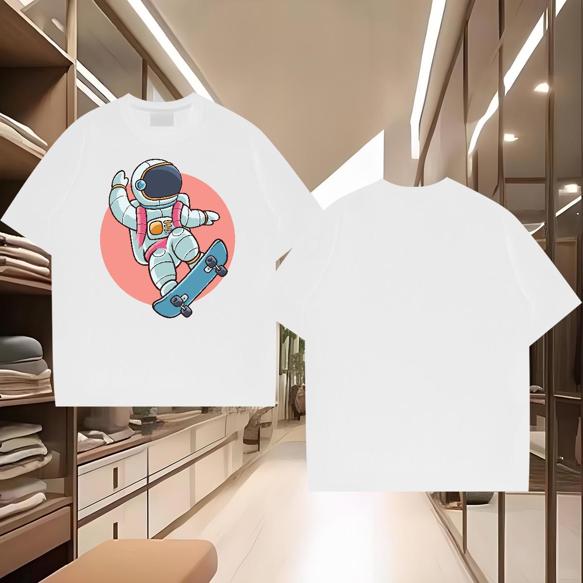 Fashion Casual T Shirts Men spaceman Clothes 230g 100% Cotton Street wear Hip Hop Cool Custom Big Size Breathable Short Sleeve Men Clothes T-Shirt