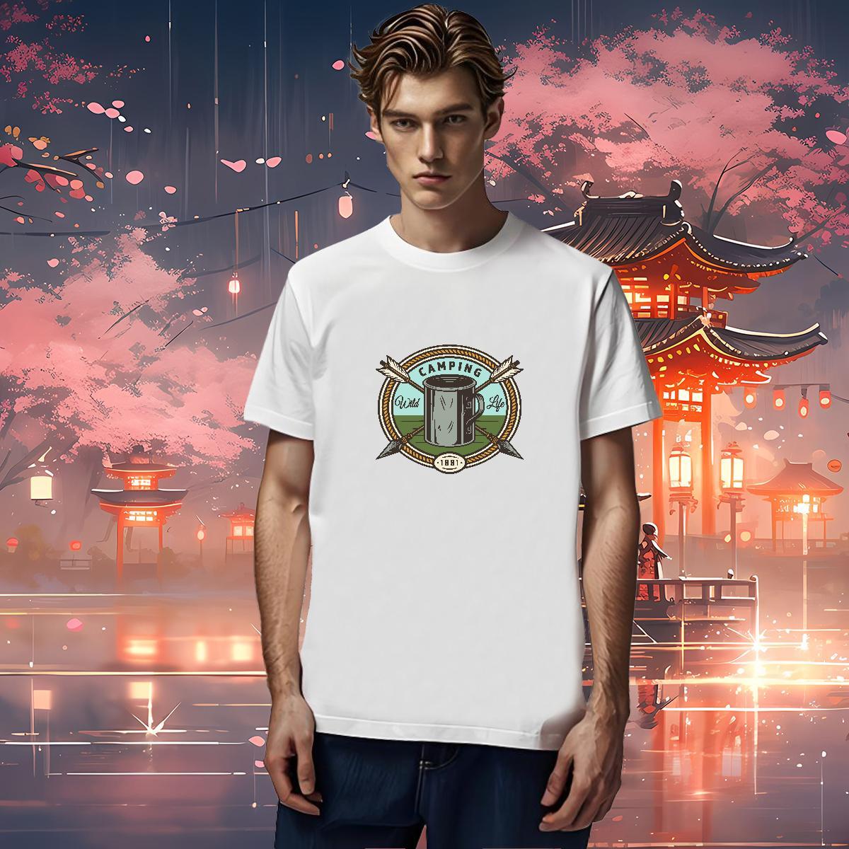 2024 DIY T shirt tool Polos 230g Pure Cotton Home Outdoor TOP Quality Floral Print Breathable Crew Neck Men Tops Tees