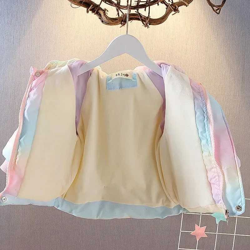 New Fashion Colorful Girl Jacket Winter Warm Hoodie Parka Snow Jacket Cute Wings 2-5 Year Childrens Clothing X2411151