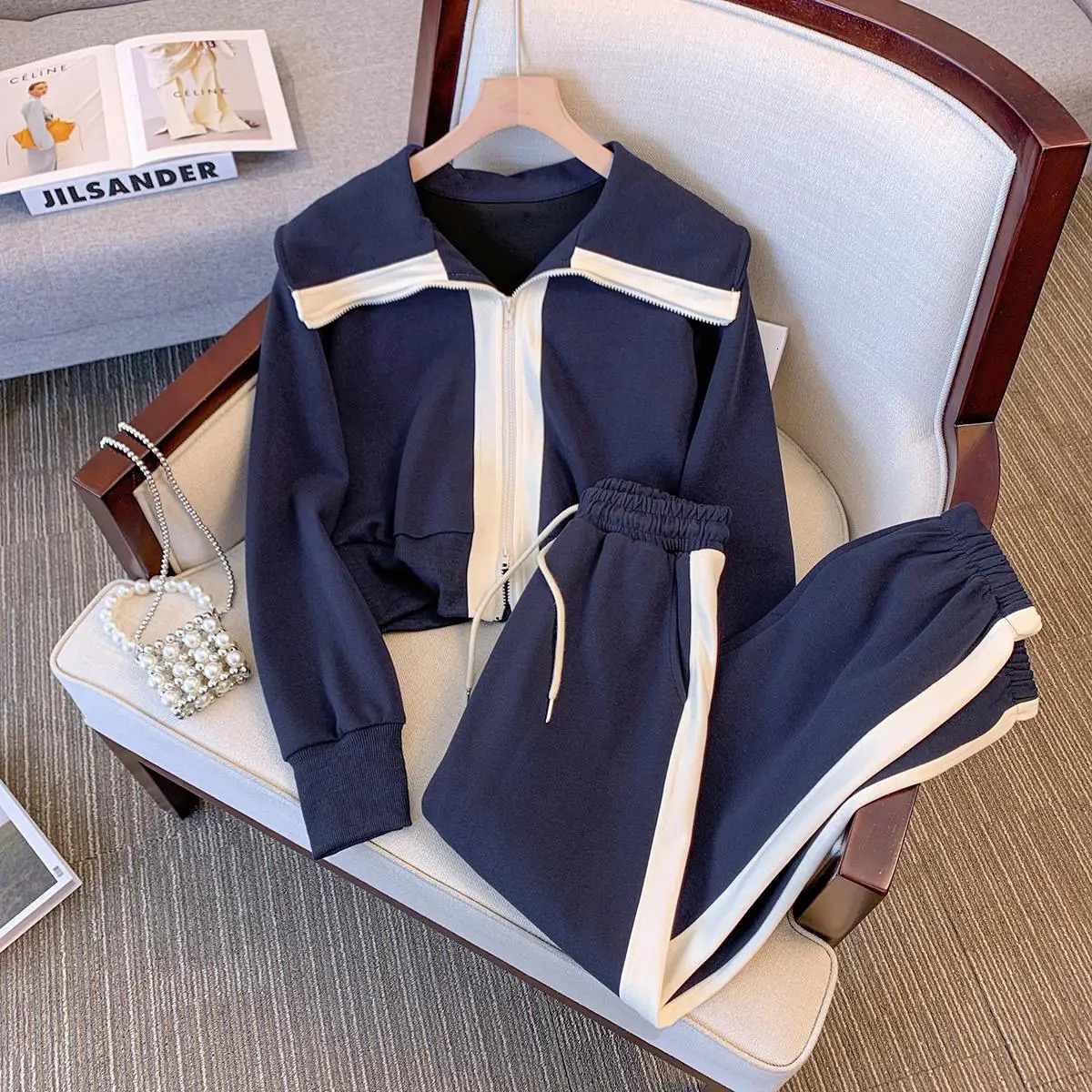 Casual Fashion Suits Women Spring Autumn All-match Fashionable Sports Wind Trousers Cardigan Sweatshirts 2 Piece Suit Womens Set 240807