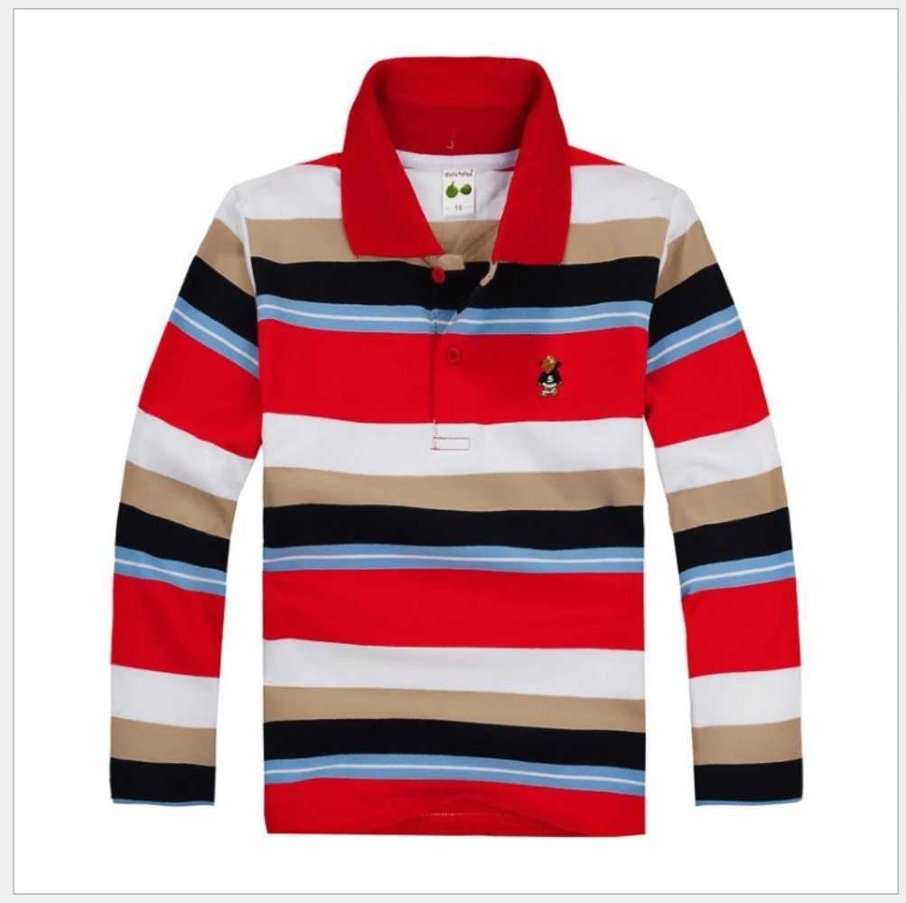 Autumn polo shirt 3-14Y childrens T-shirt baby boy striped top spring childrens long sleeved cotton comfortable boy T-shirt W241223