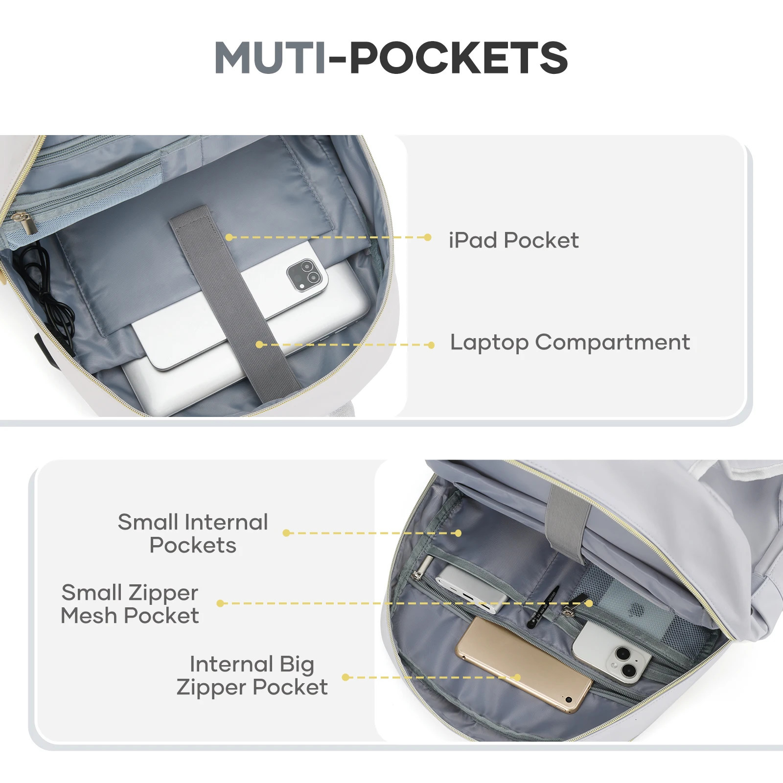 Womens casual day bag outdoor travel backpack fashionable womens shoulder lightweight 240807