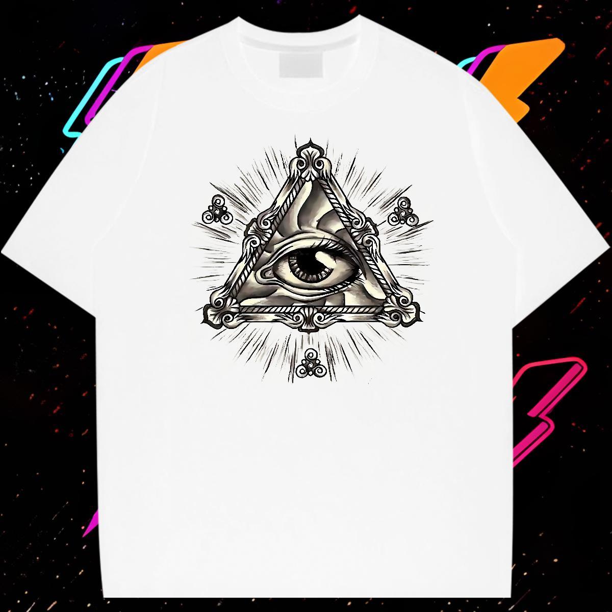 Classic Casual T-Shirts eye of the devil Tees Shirts 230g Pure Cotton Home Outdoor Loose Custom Print Oversized Round Neck Short Sleeve Tshirt for Man