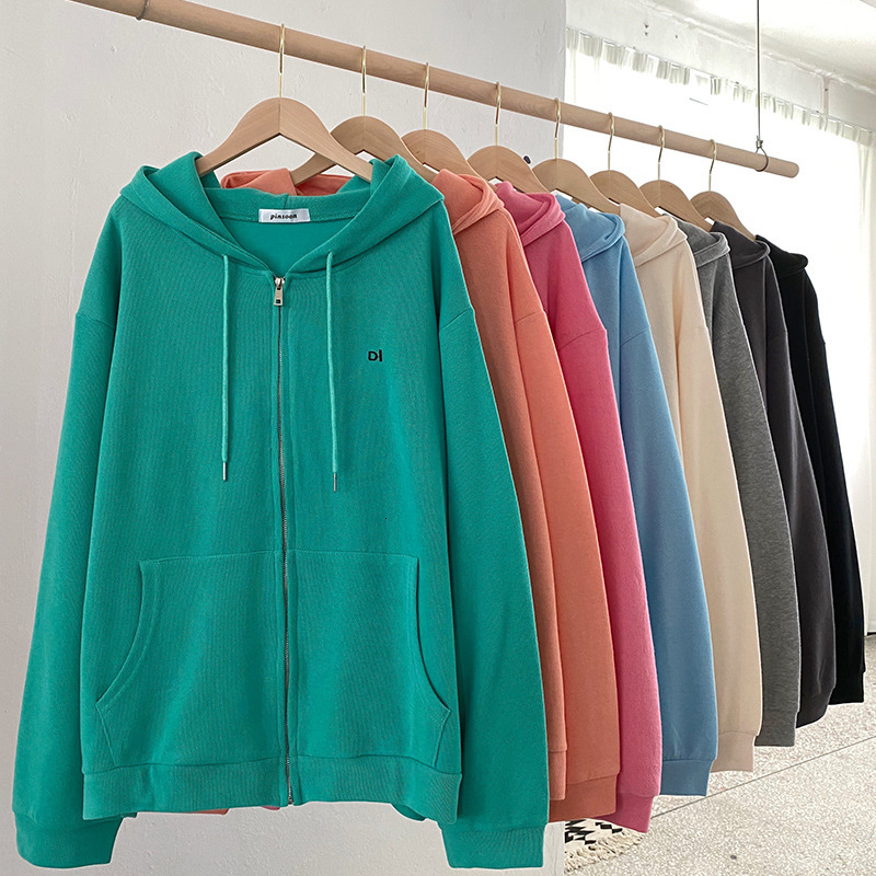 Cotton Fleece Loose and Versatile Cardigan Hooded Sweater Female Student Autumn/Winter Thin Coat