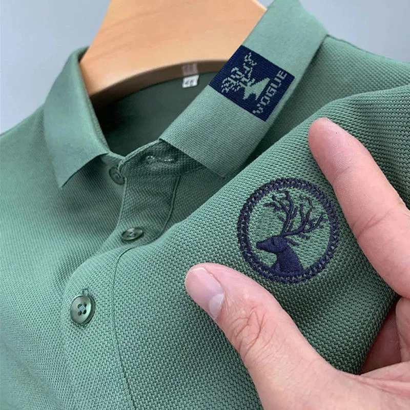 Mens Casual Fashion Polo Shirt Breathable and Comfortable Embroidered Top 240806