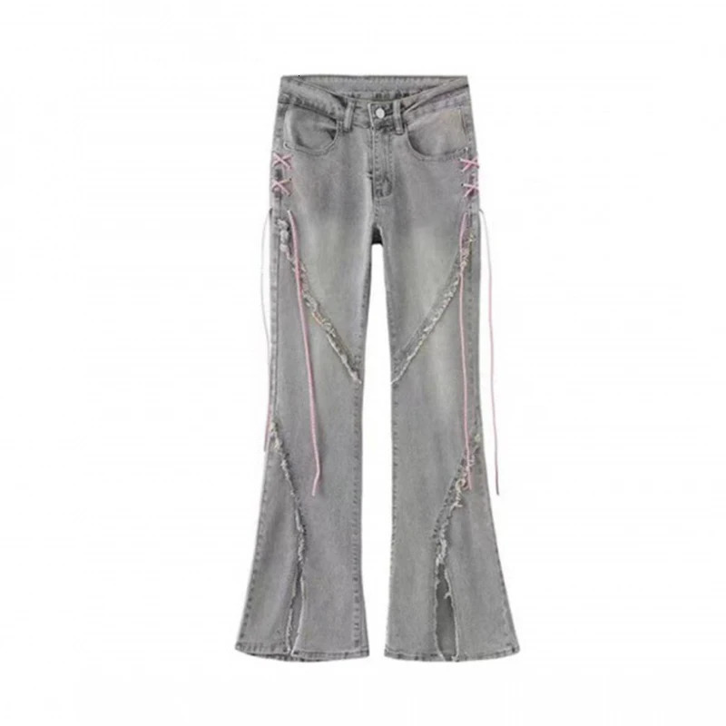 HOUZHOU Y2K Flare Jeans Pants Women Bootcut elegant Bell Bottoms Denim Trousers Female Low Waist Streetwear Harajuku Party Club 240807