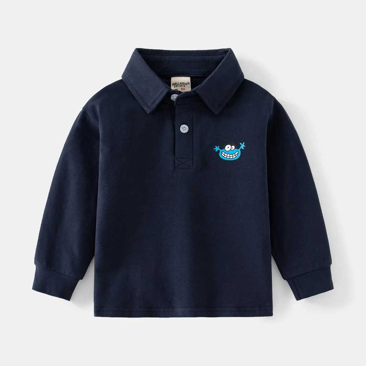Spring and Autumn boys long sleeved casual cotton printed T-shirt childrens loose polo shirt 3-8 years old 4 colors W241223