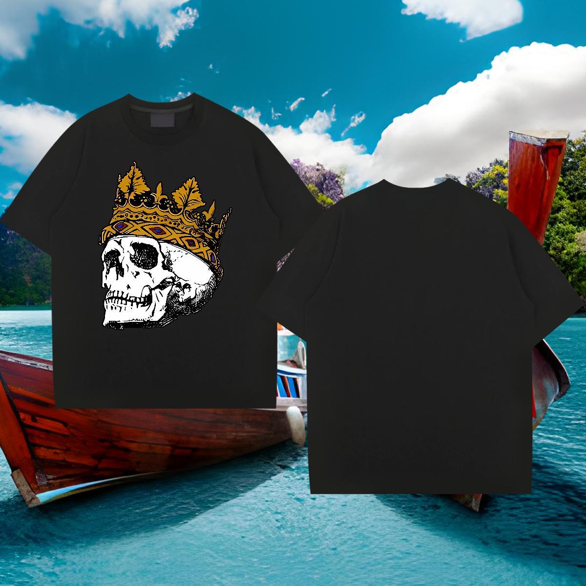 DIY Customized T Shirt For Man skull Polos 230g 100% Cotton Street Casual Loose Fit Custom Printed Breathable Soft Tshirts