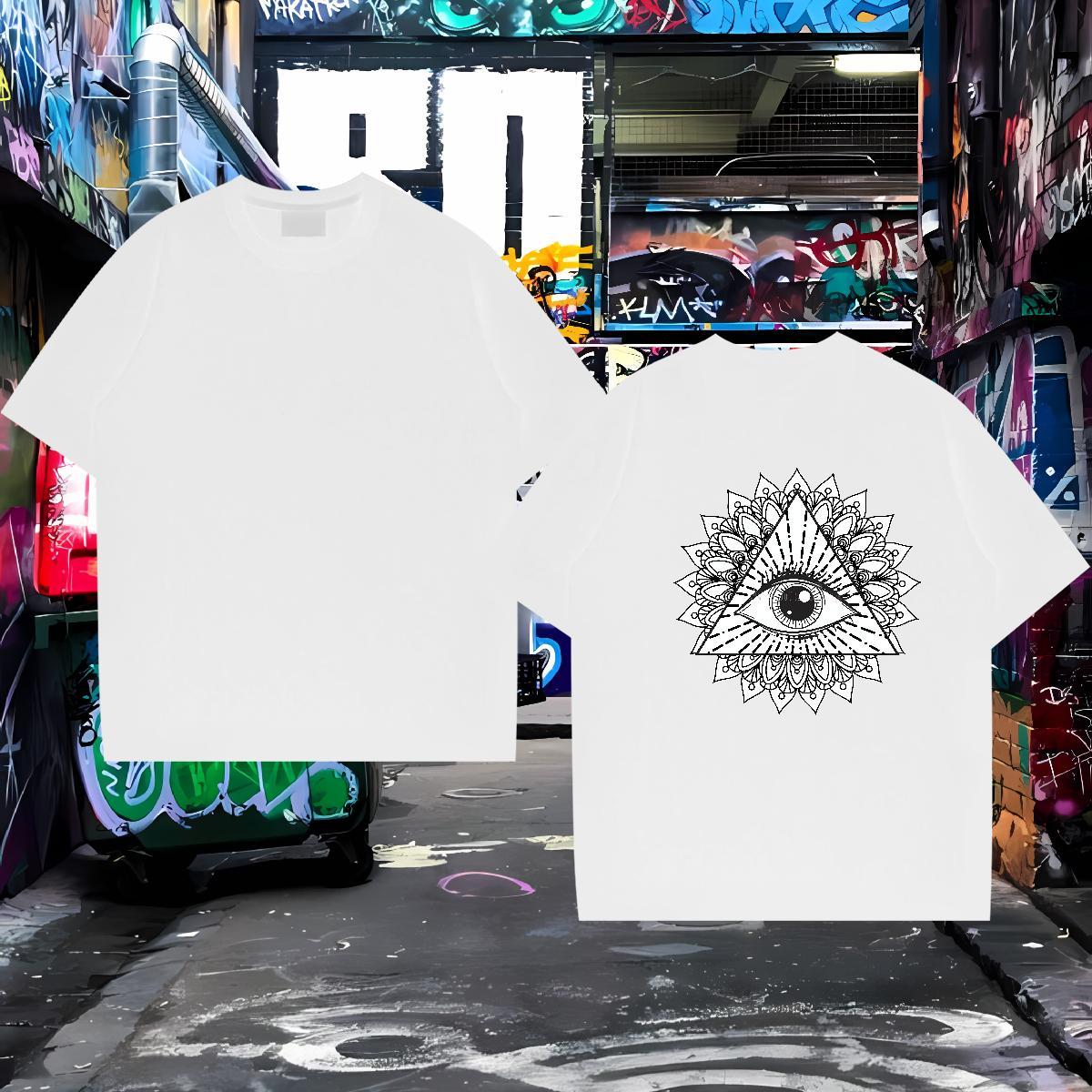2024 Summer T Shirt For Man eye of the devil Clothings 230g Cotton Street Soft Oversized 4XL Breathable Short Sleeve Men Clothes T-Shirt
