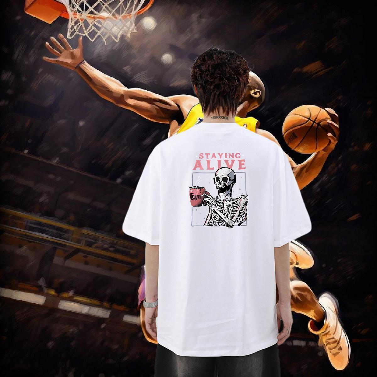 2024 DIY Men T Shirts skull Wear 230g Pure Cotton Hip Hop Street Cool Design Customized Print Breathable Soft Men Clothes T-Shirt