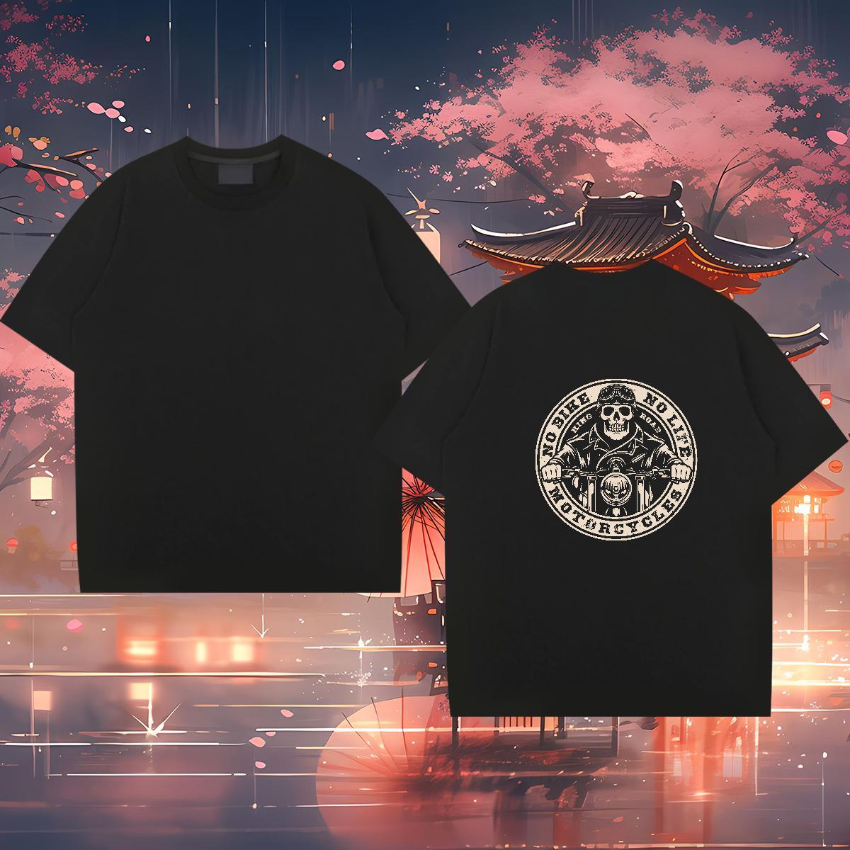 2024 Summer T Shirt For Man skull Tops Shirt 230g 100% Cotton Summer Casual TOP Quality Asian Size O-Neck Short Sleeve Men Clothes T-Shirt