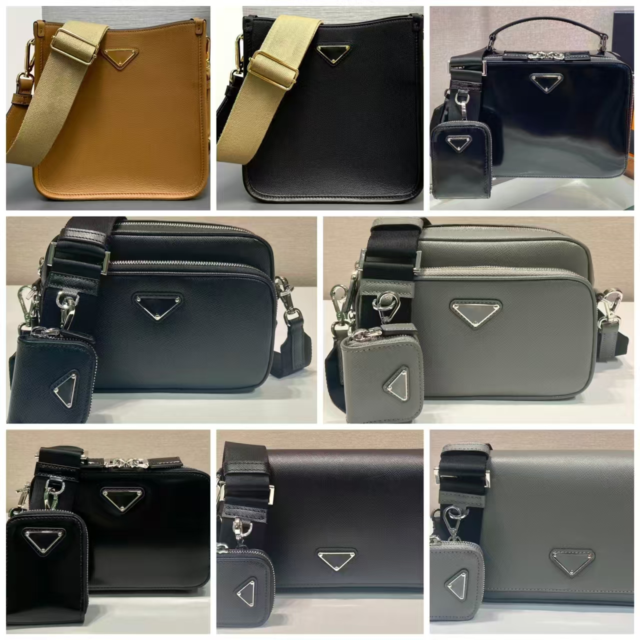 Designer bag Men Cow leather Shoulder bag Fashion Re-Nylon Camera Messenger Pack Crossbody Bag Handbag Sport Videpoches WOMEN Bumbag Street Chest Bag Mini coin purse