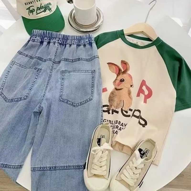 Jeans Boys Jean Pants Long Trousers Cotton 2024 Simple Spring Autumn Babys Kids Pants High Quality Childrens Clothing