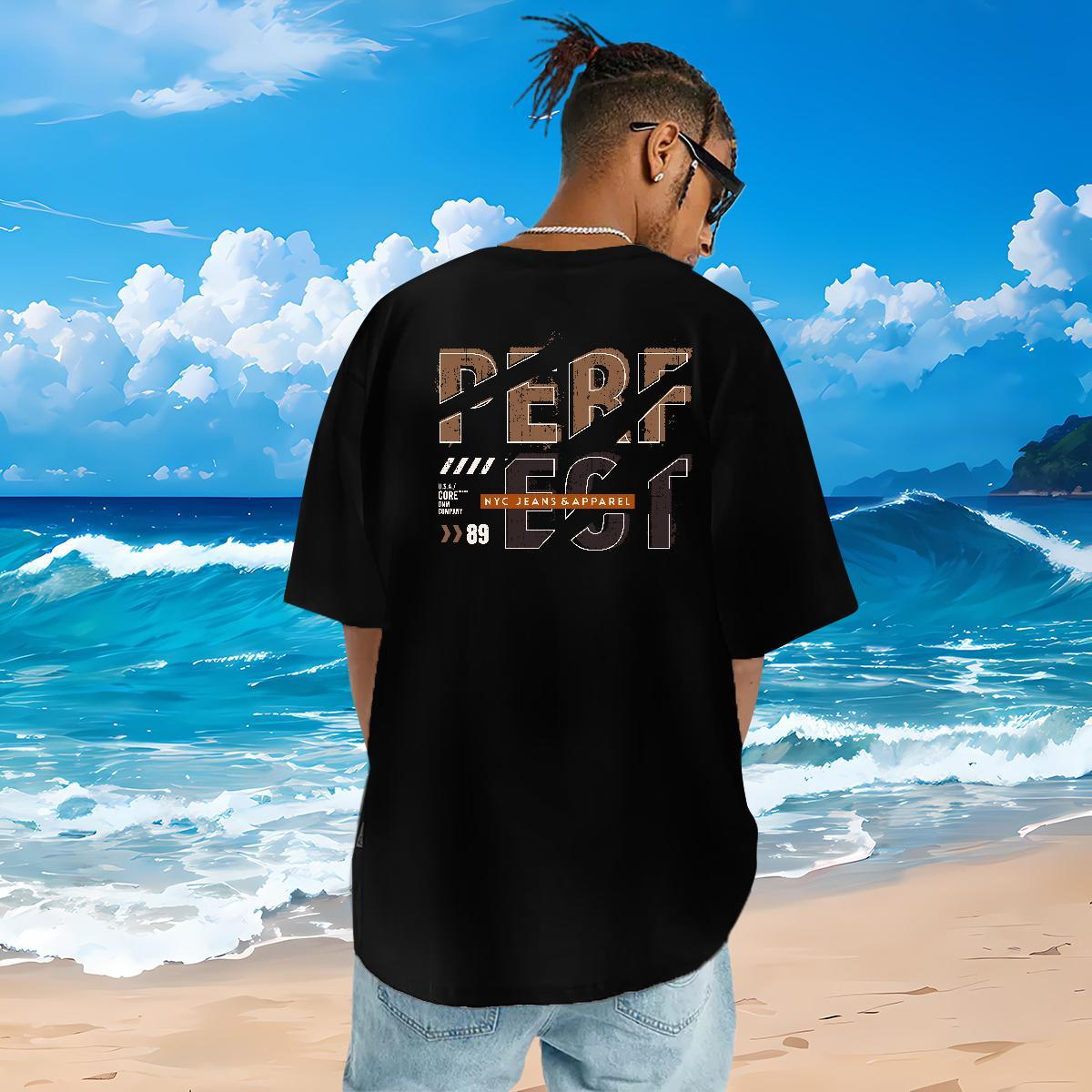 Casual New Mens T Shirts letter Top Tees 230g 100% Cotton Hip Hop Loose Fit Floral Print Round Neck Short Sleeve Mens Tshirts