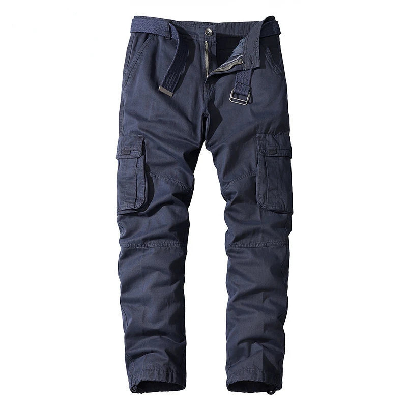 Mens Military Trousers Casual Cotton Solid Color Cargo Pants Men Outdoor Trekking Traveling Trousers Multi-Pockets Work Pants 240806