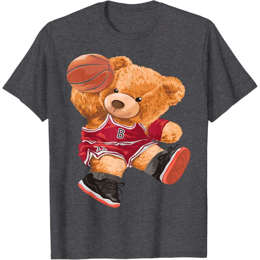T shirt for Mens Funny Teddy Bear Basketball Slam Sport Cute Cartoon T-Shirt Shirts Tshirt Graphic Tee Casual Tops Clothes Short sleeve