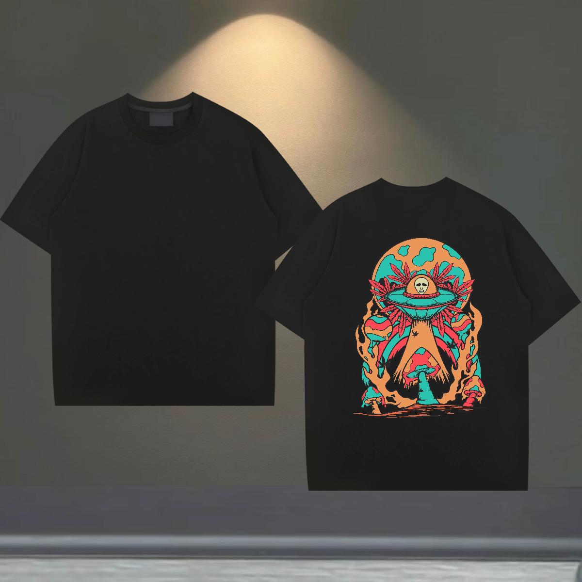 Fashion Casual T-Shirts ET Wear 230g Cotton Casual Daily Wear Loose Fit Black White Breathable Crew Neck Mens Tshirts