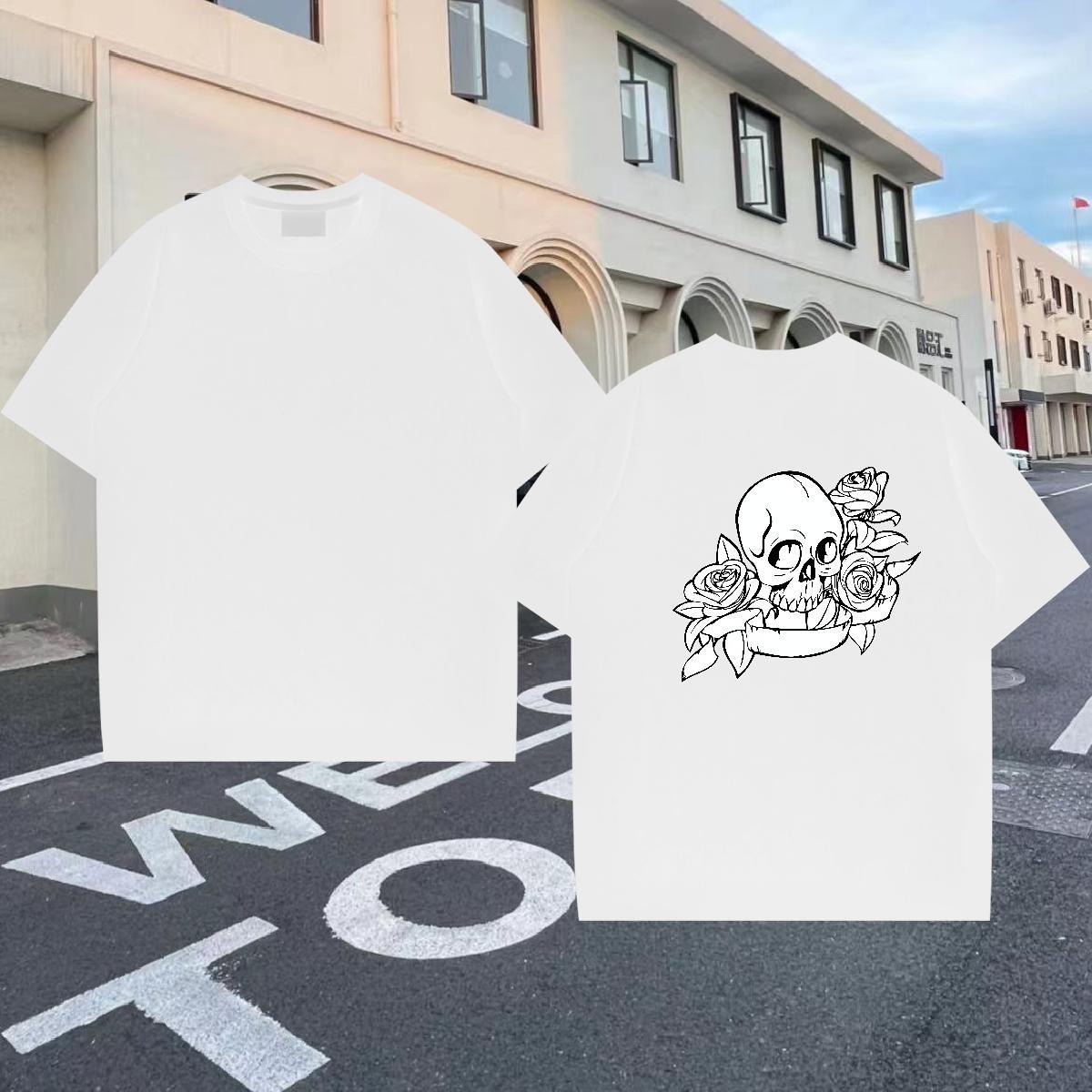 Designer T shirt skull Clothes 230g 100% Cotton Street Casual Wholesale Custom Big Size Crew Neck Men Tees
