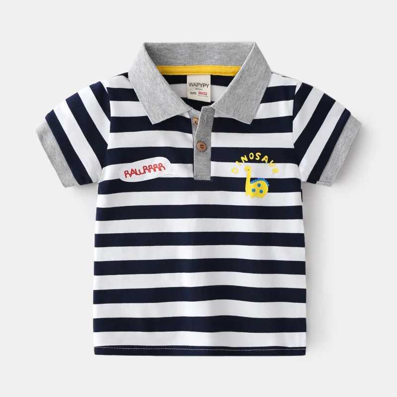 Childrens collar T-shirt 2024 summer boy polo shirt short sleeved T-shirt 2-6 year baby cotton blend casual top W241223