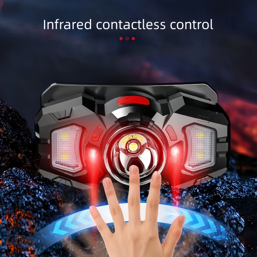 Ultra Bright LED Head Mounted Light with USB Charging - Hands-Free Sensor for Night Fishing & Running