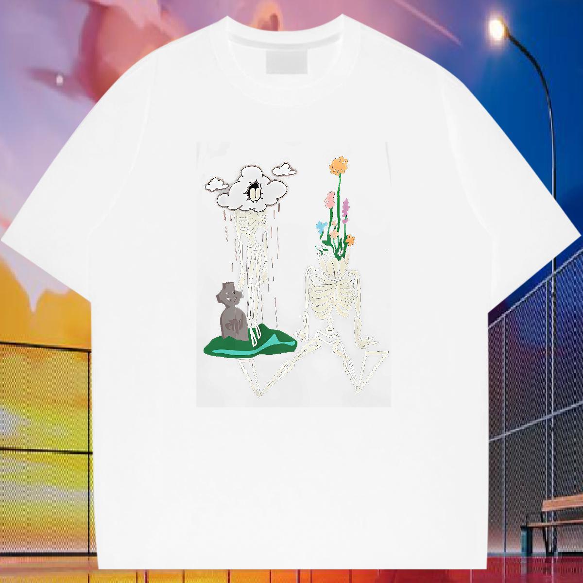 2024 T Shirts Men skull Tees Shirts 100% Cotton 230g Casual Classic DIY Printed Crew Neck Men Clothes T-Shirt