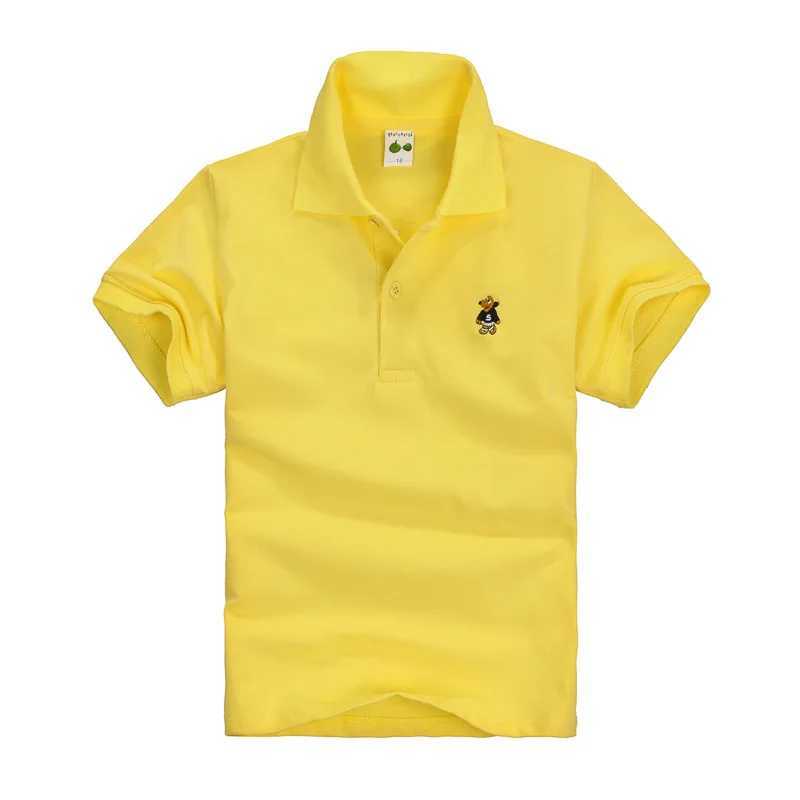 Jumping Meters Youth Polo Shirt Spring Boys Short Sleeve Solid Color All Cotton Collar Embroidered Button School Clothing W240806