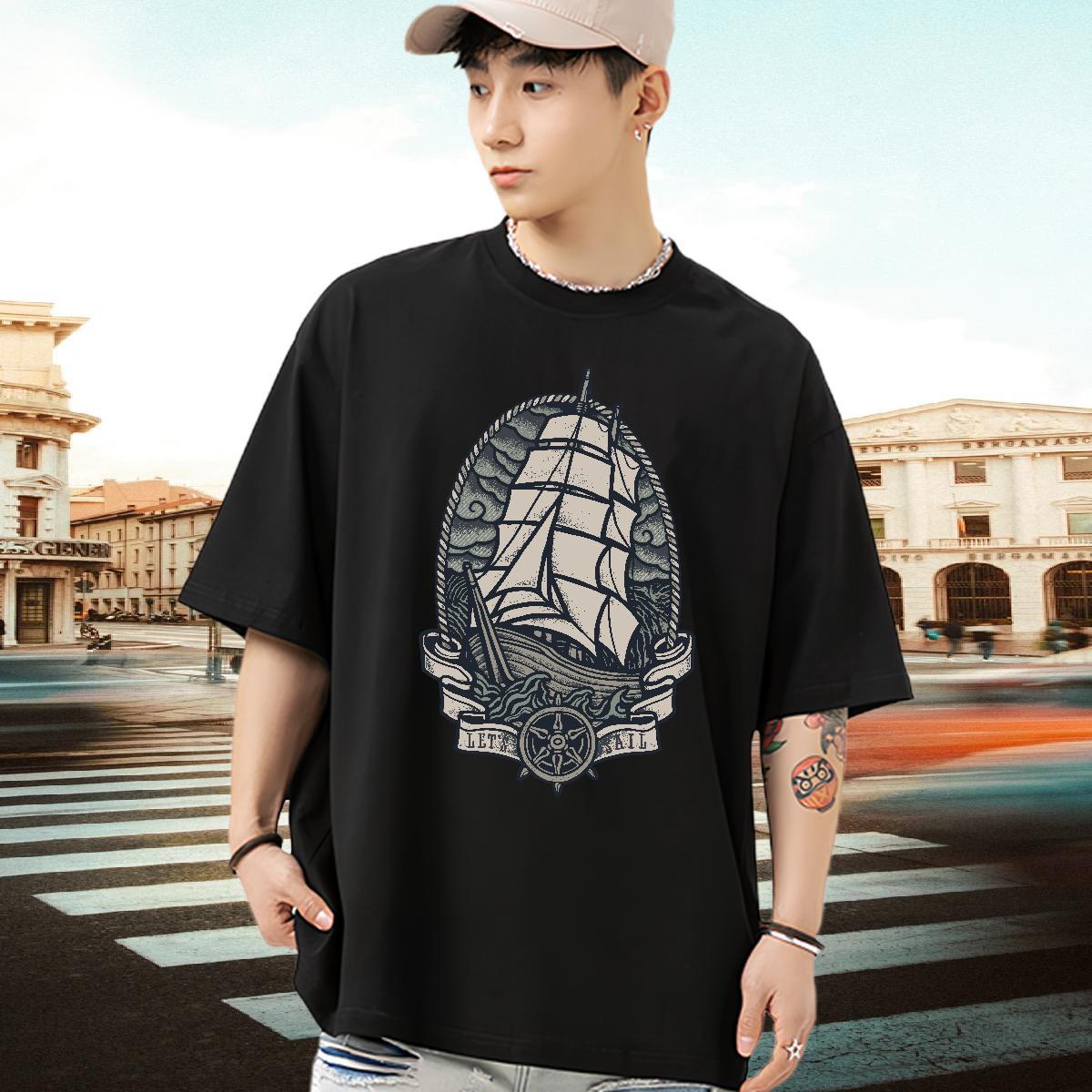 Designer Fashion T-Shirts for Men ship Tops 230g 100% Cotton Daily Wear Unisex Anime Breathable Short Sleeve Couples T Shirts
