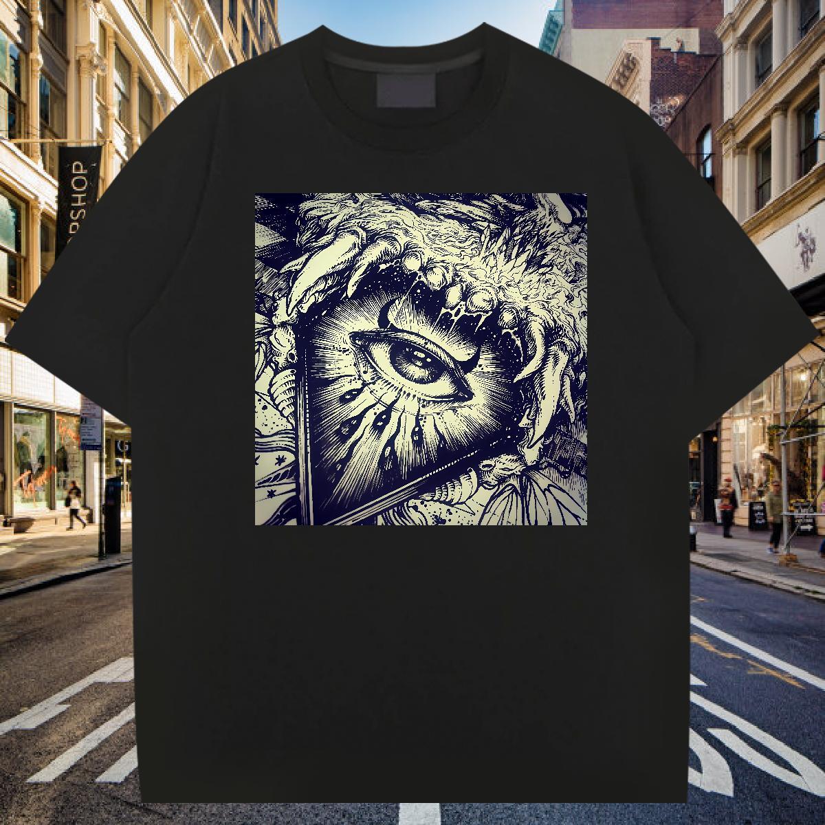 Stylist Mens T Shirts eye of the devil Clothes 230g Cotton Street Casual Cool Design Oversized Breathable Crew Neck Men Clothes T-Shirt