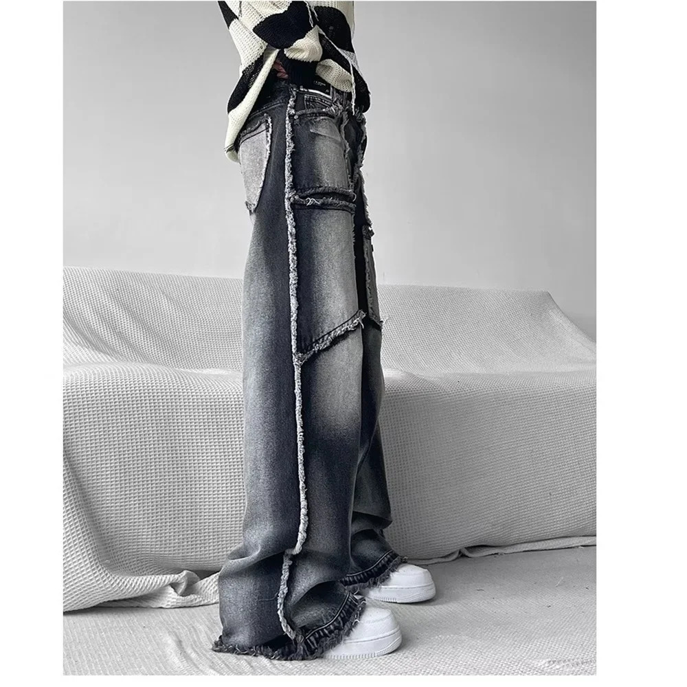 Mens Gothic Baggy Jeans Punk Y2K Streetwear Vintage 90s Women Wide Leg Denim Cargo Pants Men Harajuku Grunge Trousers Male 240814