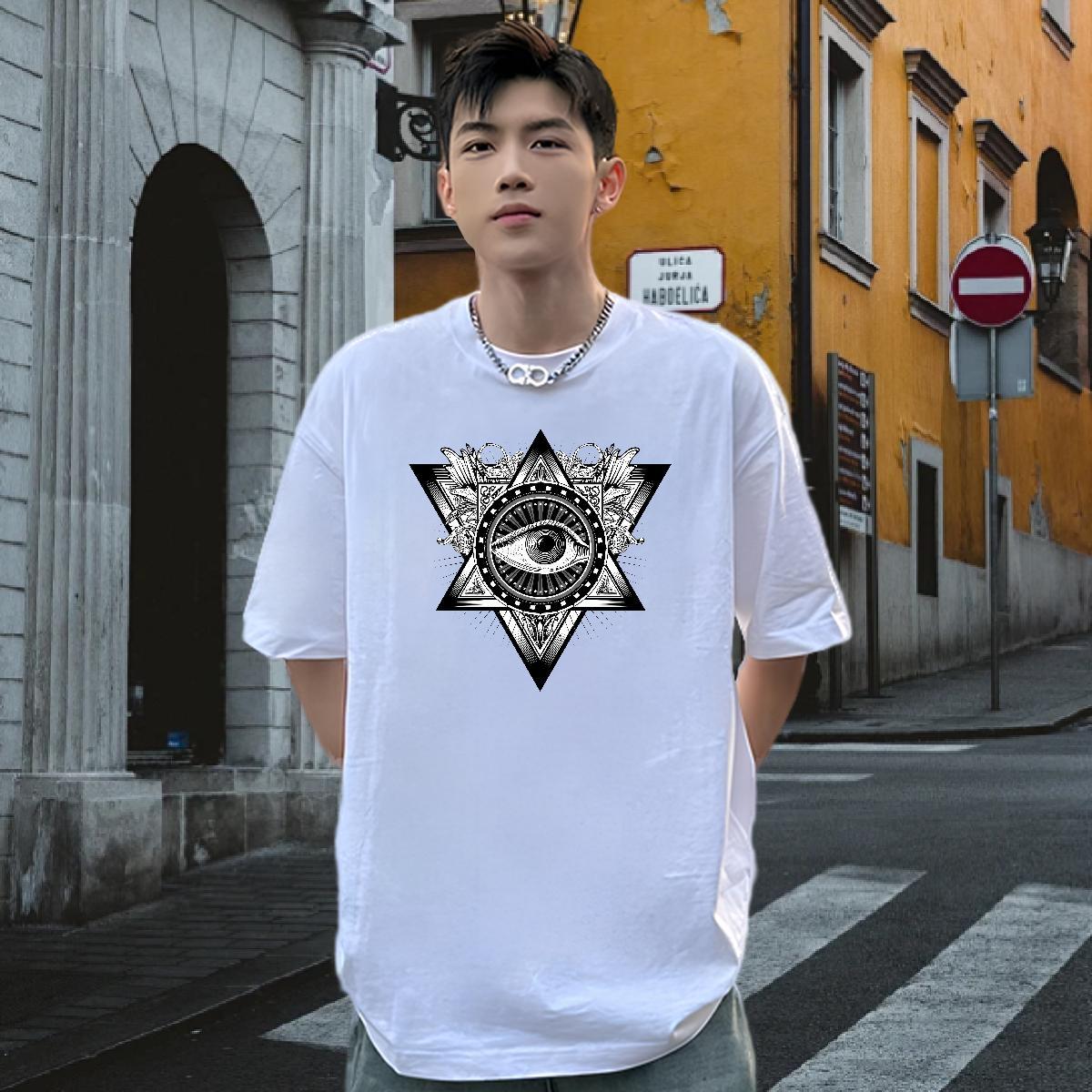 Stylist T-Shirts eye of the devil Tshirts 230g Pure Cotton Hip Hop Soft Custom Anime Short Sleeve Soft Couples T Shirts