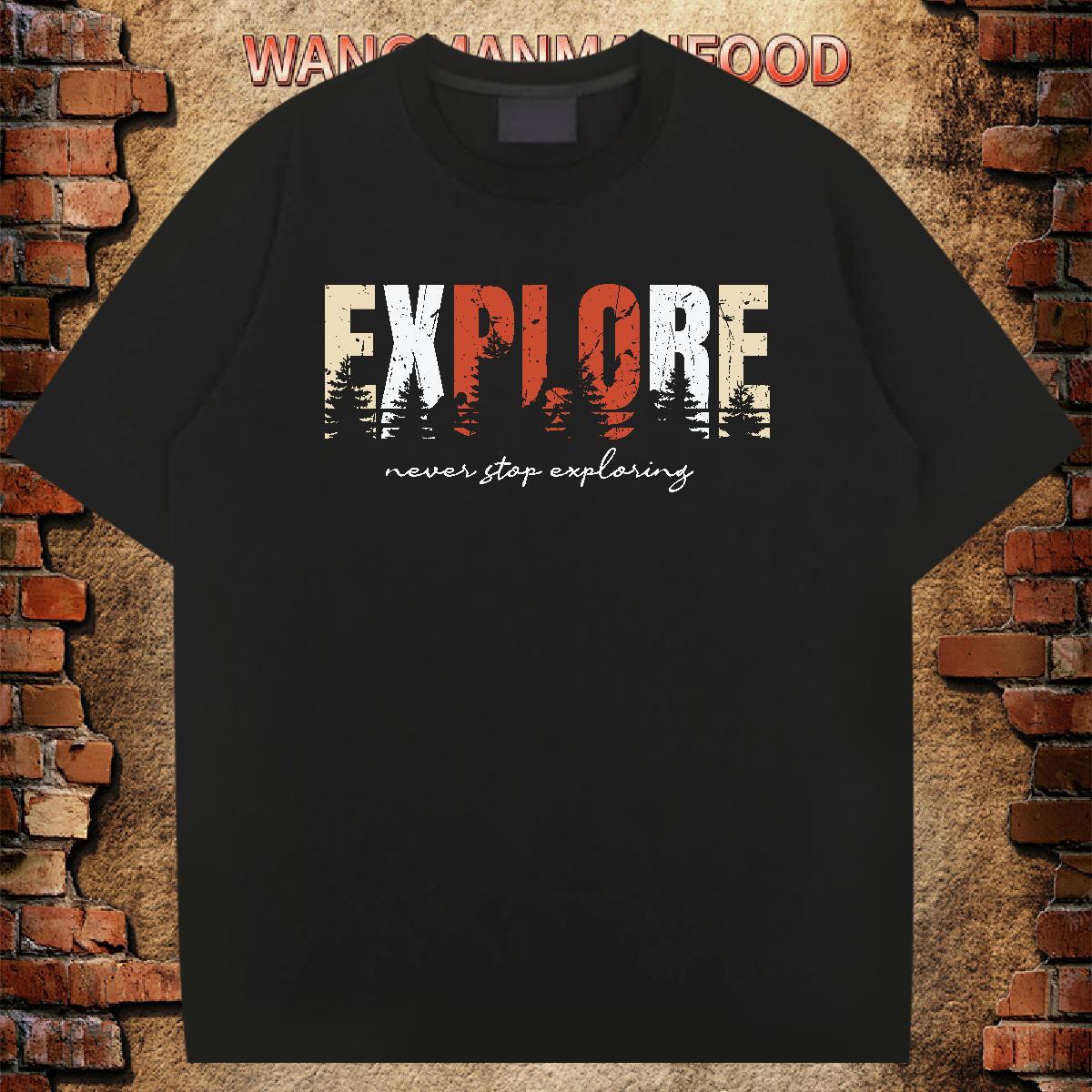 Wholesale T Shirts Men letter Polos 100% Cotton 230g Casual Soft Black Oversized O Neck Short Sleeves Men Tops Tees