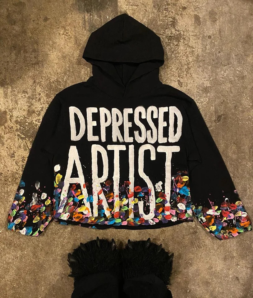Y2K Womens Clothing Sweatshirt Long sleeved Pullover Handdrawn Pattern Print Tops Oversize Streetwear Casual Kpop vintage s 240827