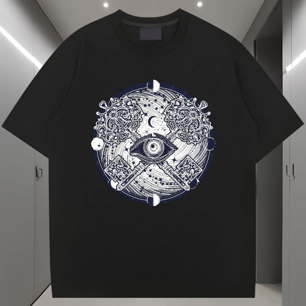 2024 DIY T Shirt For Man eye of the devil Clothings 230g Pure Cotton Street Casual Popular Cartoon Printing L-4XL Breathable Crew Neck Men Tops Tees