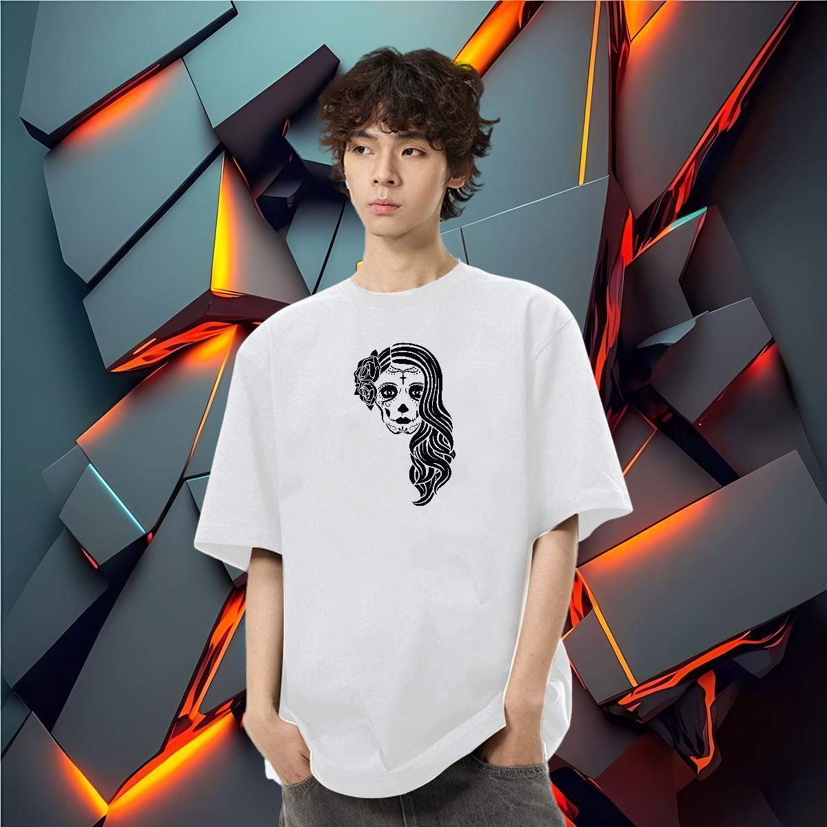 Fashion Casual Man T Shirts skull Wear 230g 100% Cotton Summer Casual Comfortable Custom Cartoon Breathable Short Sleeve Men Tshirts