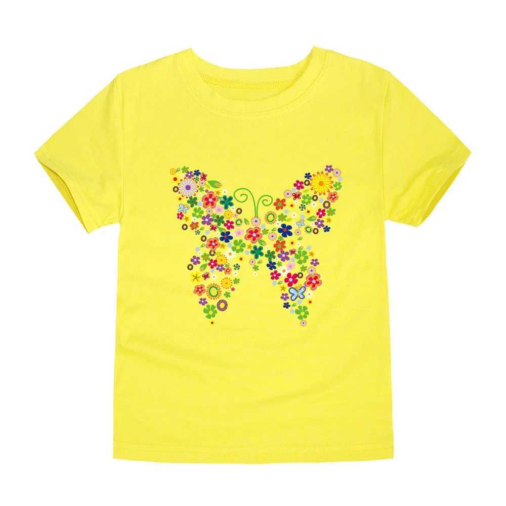 Childrens Yellow T-shirt Childrens Clothing Baby Girl T-shirt 100% Cotton 9 to 12 18 to 24 Months Short Sleeve Top 140 150 160cmW240718