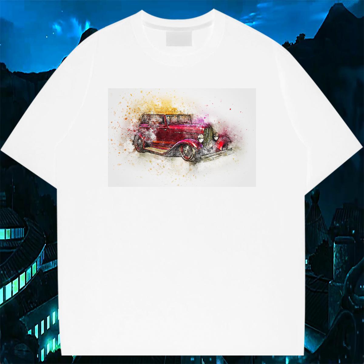 Fashion Casual T-Shirts car Polos 100% Cotton 230g Sports Casual Cool Custom Printing Crew Neck Men Tees
