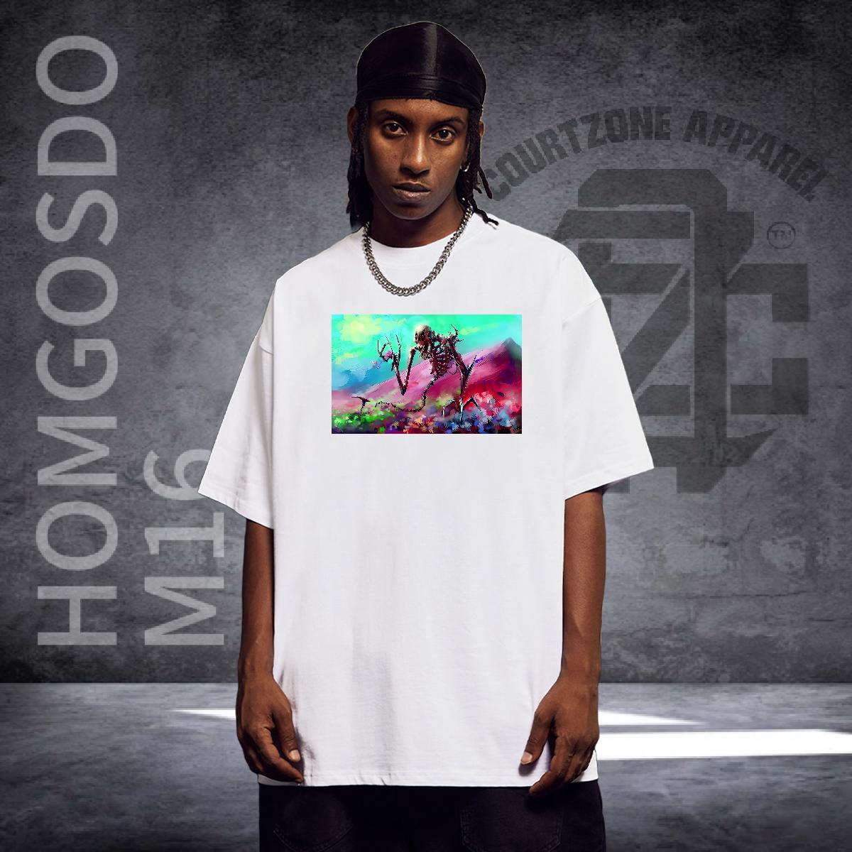 New Arrival T-Shirts skull Clothes 230g 100% Cotton Home Outdoor Comfortable DIY Printed Pure Cotton Men Clothes T-Shirt