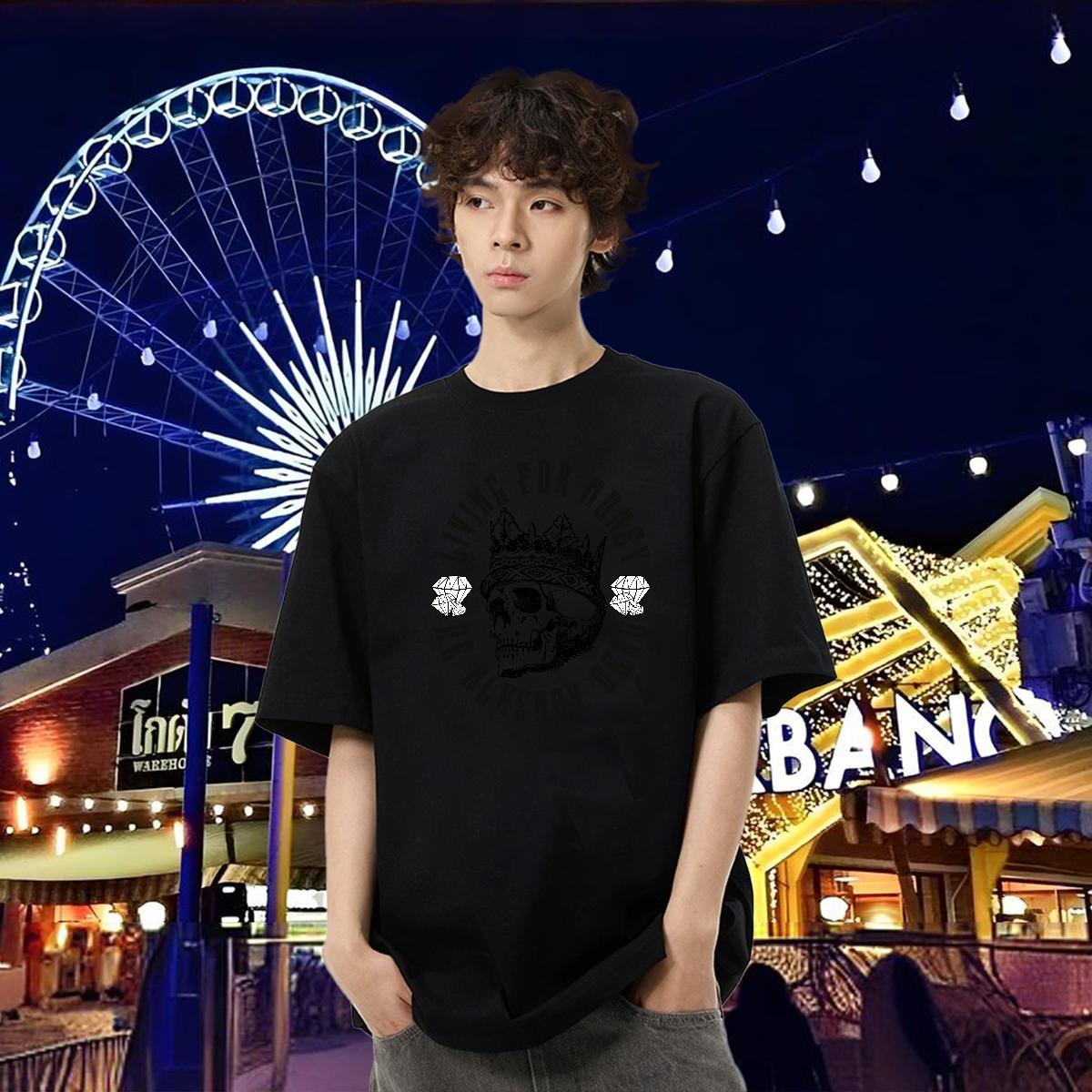 New Arrival Men T Shirts skull Wear 230g Pure Cotton Street TOP Quality Custom Anime Breathable Crew Neck Tshirt for Man Woman