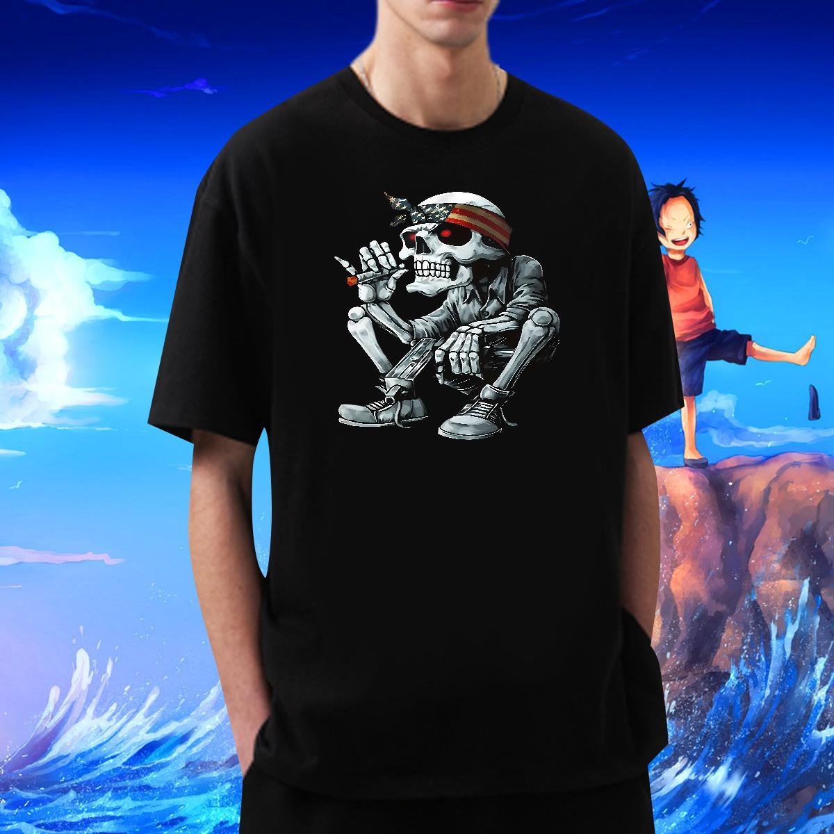 Customized T-Shirts for Men skull Tops Tees 100% Cotton 230g Street Casual Cool Design Custom Printing Breathable Crew Neck Men Tees