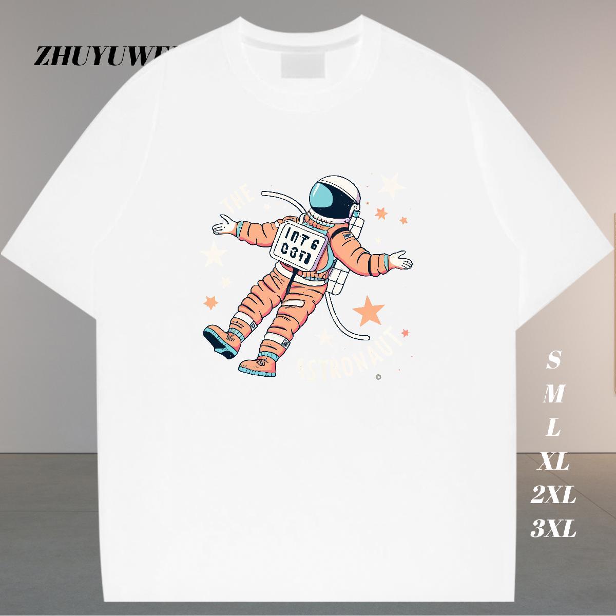 Designer Men T Shirts spaceman Top Tees 100% Cotton 230g Anime Printing Street Loose Black Oversized Round Neck Short Sleeve Men Tshirts