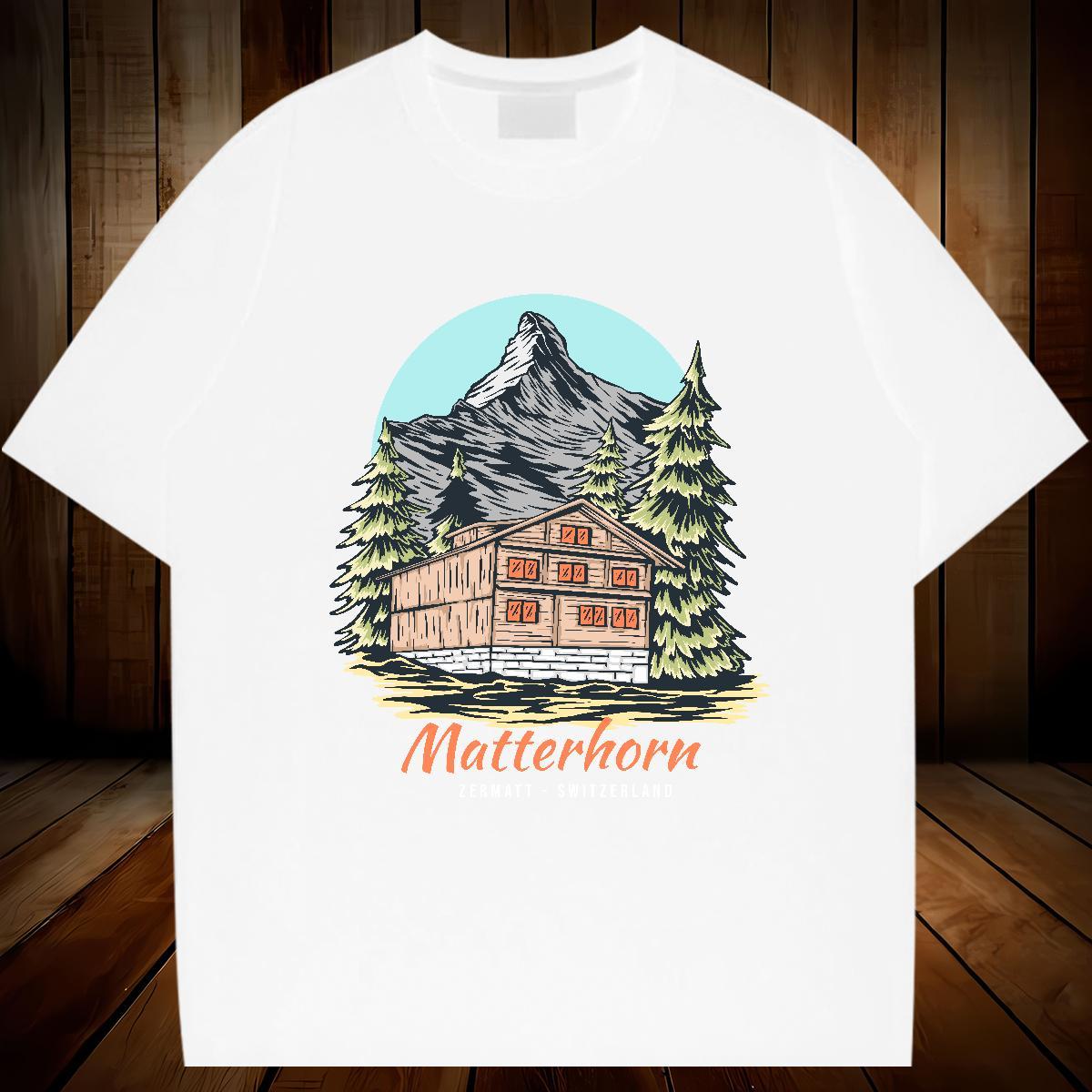 2024 DIY T Shirt For Man mountains Tops Shirt 230g Pure Cotton Daily Wear Soft Oversized 4XL Short Sleeve Soft Tshirts