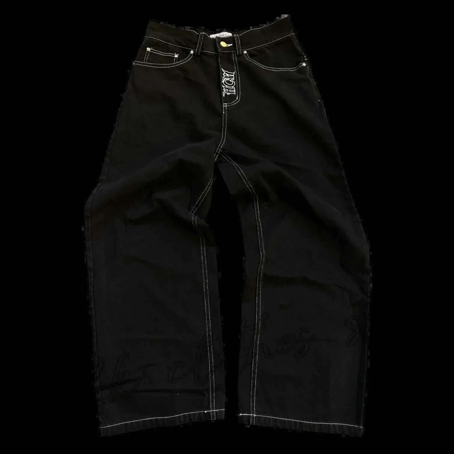 Mens Y2K jeans hip-hop retro skull embroidery washed loose denim pants new straight leg casual loose pants street wear M250610
