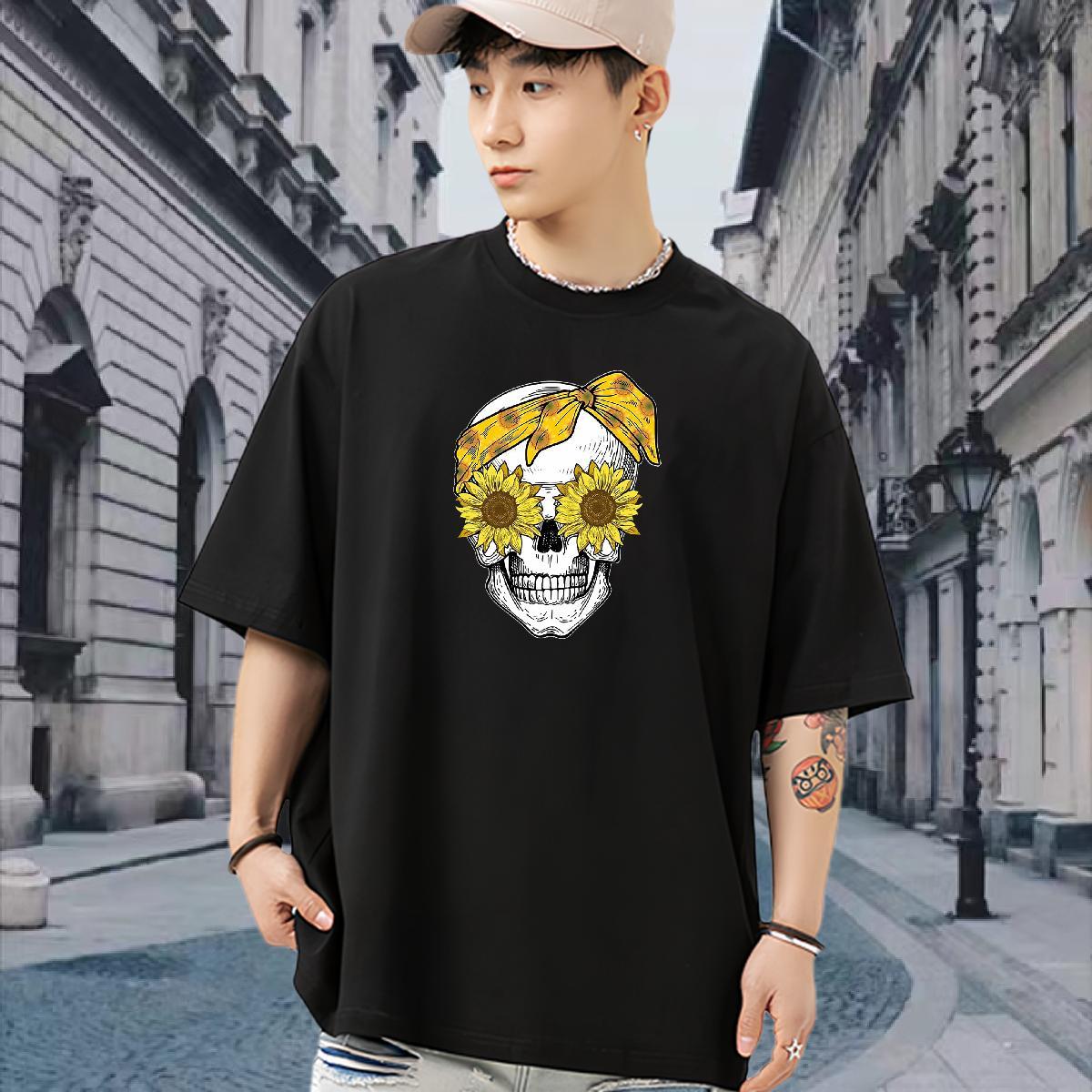 2024 Designer T-Shirts for Men flower Tshirts 230g 100% Cotton Street Wear Brand Floral Print Breathable Short Sleeve Men Tops Tees
