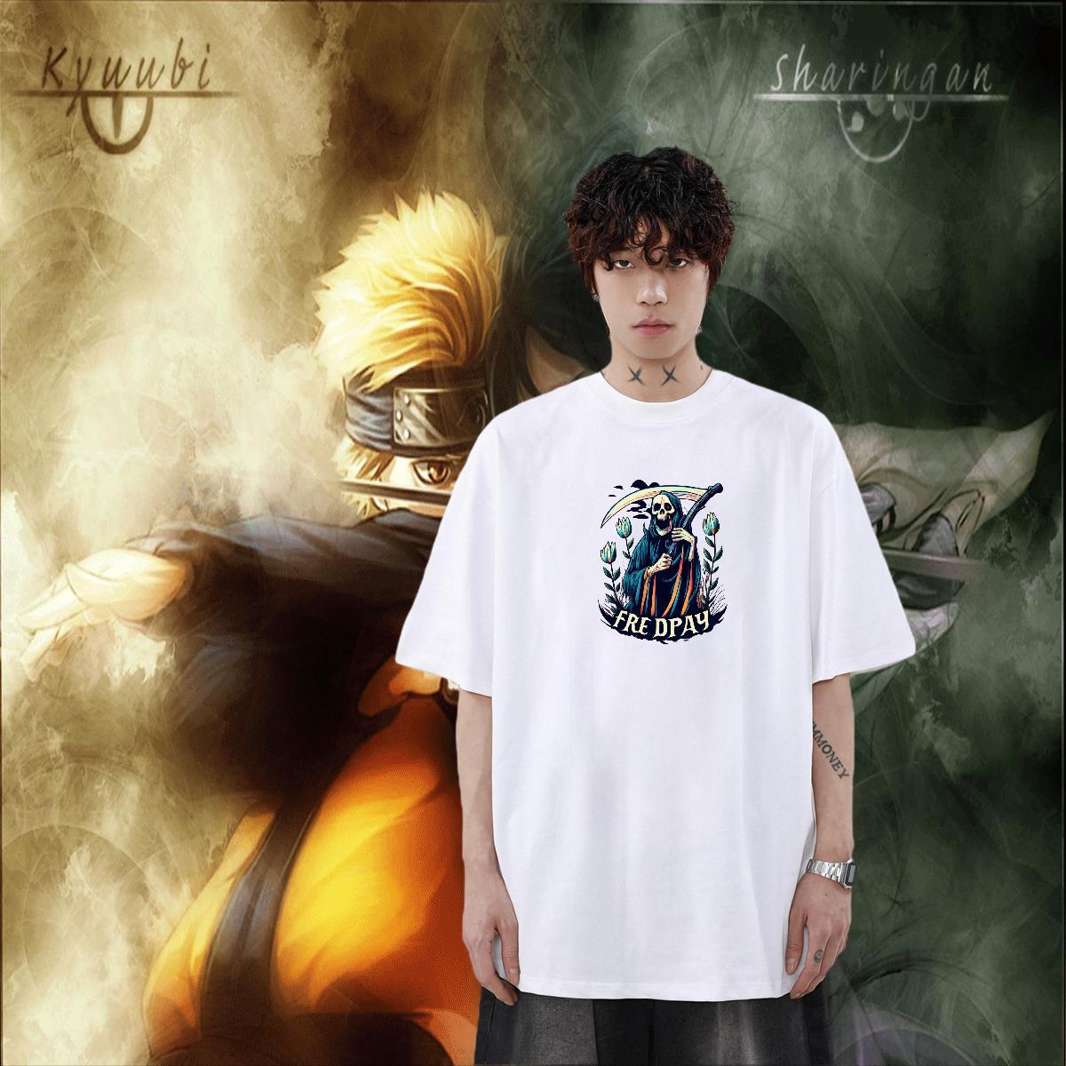 2024 Summer Mens T Shirts skull Wear 230g Cotton Daily Outfit Free Shipping Cartoon Print Breathable Crew Neck Tshirts